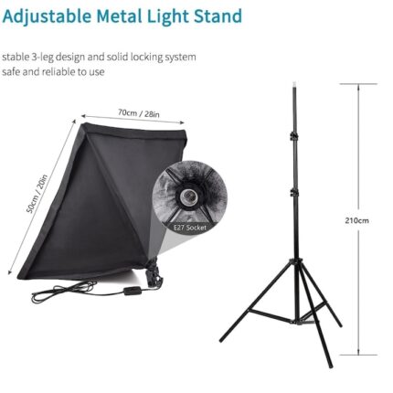 2 db Softbox lámpa készlet Piduules 150W, 6500k, fekete, 50x70cm
