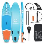 Szett felfújható Stand Up PaddleBoard, Tsunami, T05, úszó evezővel, 320 x 81 x 15 cm, 13.5 kg, pumpával, javítókészlettel, hordtáskával, evezővel, PVC, kék/narancs - Image 2