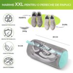 Cipőmosótáska, zioda smart essentials®, belső sörtékkel 360°-os tisztításhoz, cipőmosáshoz, szárításhoz, szállító- és tárolótáska, tartós prémium poliészter, újrafelhasználható, hordozható, ellenálló, XXL méret, 19x39 cm, szürke - Image 5