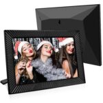 WiFi digitális képkeret, CHIGOODS®, 10,1 hüvelykes, 32 GB, érintőképernyő 800X1280 HD IPS, Frameo alkalmazás, microSD, fotók/videó, hangszóró, fekete, YI018E