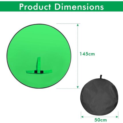 Excitat® Fotóstúdió Háttér Kit, állvánnyal, összecsukható, kétoldalas, 145 cm átmérőjű, Zöld