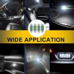 4 darabos LED-es autóizzó készlet, SINBINTA, Fehér fény 6500K, 12V, 1.2W, Könnyű telepítés, Kiegészítő lámpákhoz, féklámpákhoz, rendszámtáblához, térképjelzőhöz és parkolólámpákhoz, Alumínium, 36mm, Ezüst - Image 6