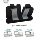 Üléshuzat készlet Univerzális Autó Üléshuzatok, SUV-hoz, Sedanhoz, Van-hoz, Osztott Háttámla, Légzsákkal Kompatibilis, Légáteresztő és Vízálló Poliészter Anyag, Könnyen Felszerelhető és Tisztítható, Sportos Modell Gumiabroncs Textúrával, Szürke - Image 6