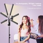 Lumină LED cu trepied, WALALLA 63 inch, 6 tuburi, 3 moduri de iluminare, 11 niveluri de intensitate, temporizator 3-18 ore, cu telecomandă, pentru fotografie/smink/közvetítések, fekete