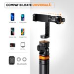Professzionális teleszkópos fotóállvány telefonhoz/fényképezőgéphez/GoPro-hoz, bluetooth távirányító, selfie stick funkció, állítható, univerzális, tartós és könnyű, fekete/narancs - Image 4