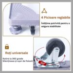 Mosógép, hűtőszekrény, tűzhely, polcok tartója, Simply Joy®, Állítható hosszúság 49CM-70CM, Maximális teherbírás 300 kg, 360°-os mozgás, 4 csúszásgátló láb, Rögzítő mechanizmussal, Ajándék otthonra, Szürke - Image 3