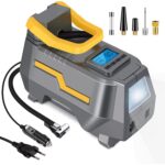 Elindor® hordozható légkompresszor LCD kijelzővel, 12V/220V tápegység, maximális nyomás 10,3 bar, 150PSI, többfunkciós funkció, LED lámpa, szürke - Image 2