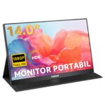 Hordozható monitor 14'', IPS panel, FHD 1920×1080, 16:9, Yodoit, képernyő monitor, Mini HDMI-HDMI kábellel, USB-C-USB-C, USB-C-USB-A kábellel felszerelve