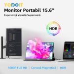 Hordozható monitor 14'', IPS panel, FHD 1920×1080, 16:9, Yodoit, képernyő monitor, Mini HDMI-HDMI kábellel, USB-C-USB-C, USB-C-USB-A kábellel felszerelve - Image 8