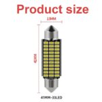 4 darabos LED-es autóizzó készlet, SINBINTA, Fehér fény 6500-7500k, 12V, 2W, Víz- és porálló, Kiegészítő lámpákhoz, féklámpákhoz, rendszámtáblához, térképjelzőhöz és parkolólámpákhoz, Alumínium, 41mm, Ezüst - Image 3