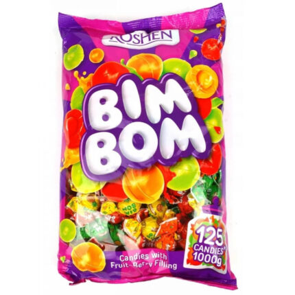 Cukorkák Roshen Bim-Bom Gyümölcstöltelékkel, 1kg, Különféle ízesítések
