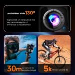 Sportkamera 5K Ultra HD, WiFi, 5k 30 FPS, 4k 60 FPS, 130° látószög, Kettős 1.3” LCD érintőképernyő, 10 mp előfelvétel, 64MP fotó, 6 tengelyes EIS stabilizálás, Vízálló 30m, Beépített hangszóró, 1000mAh akkumulátor, Mágneses rögzítés, Testkamera, Fekete - Image 5