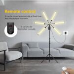 Lumină LED cu trepied, WALALLA 63 inch, 6 tuburi, 3 moduri de iluminare, 11 niveluri de intensitate, temporizator 3-18 ore, cu telecomandă, pentru fotografie/smink/közvetítések, fekete - Image 4