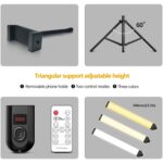 Lumină LED cu trepied, WALALLA 63 inch, 6 tuburi, 3 moduri de iluminare, 11 niveluri de intensitate, temporizator 3-18 ore, cu telecomandă, pentru fotografie/smink/közvetítések, fekete - Image 7