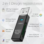Kártyaolvasó adapter 2 az 1-ben, Mingzhi@, USB 3.0/Type-C, SD/SDXC/Micro SD/Micro SDXC/SDHC/MMC/RS-MMC/UHS-I kártyákhoz, fekete
