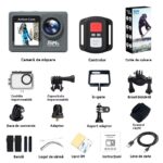 Beeherb® 5K/60FPS/24MP Érintőképernyős Akciókamera, Sony Szenzor, 170° Ultraszéles látószög, Rázkódásmentes, 28 órás akkumulátor-üzemidő, WIFI/2.4G vezeték nélküli távirányító, Síelés/Kerékpározás/Búvárkodás/Vezetés Felvevő, Szürke - Image 6