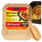 300 db sütőpapír 20x20 cm Galaxia® légkeveréses fritőzhöz – Négyzet alakú, Vastag, Tapadásmentes, BPA-mentes