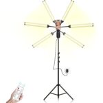 Lumină LED cu trepied, WALALLA 63 inch, 6 tuburi, 3 moduri de iluminare, 11 niveluri de intensitate, temporizator 3-18 ore, cu telecomandă, pentru fotografie/smink/közvetítések, fekete - Image 2