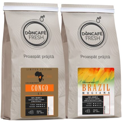Különleges szemes kávé 500g, Doncafe Fresh Mix 100% Arabica, Congo K4 & Brazil Mogiana, 2x250g