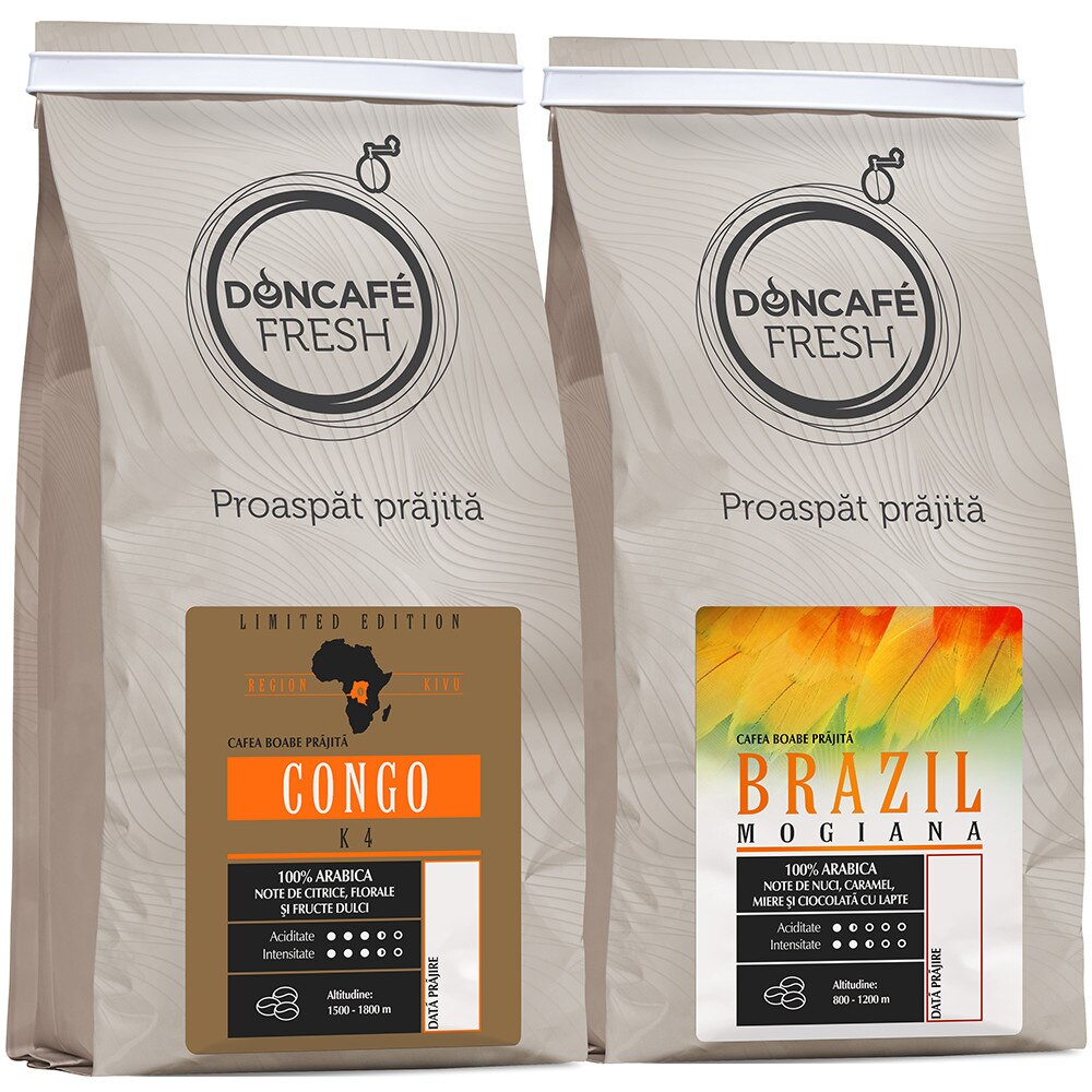 res_8b4b8a4f5aa52298bedc41fbe760db9c-1.jpg Különleges szemes kávé 500g, Doncafe Fresh Mix 100% Arabica, Congo K4 & Brazil Mogiana, 2x250g - Image 1
