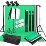 AbestStudio fotóstúdió készlet, 2 x Softbox, 4 x többszínű háttér, 2 x 135W 5500K izzó, 3 x bilincs, hordozó táska - Image 2