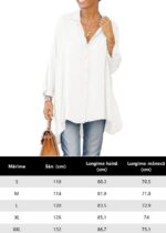 Imily Bela oversized blúz, V-nyakú, hosszú ujjú, fehér, 2XL INTL méret - Image 5
