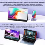 Hordozható monitor 14'', IPS panel, FHD 1920×1080, 16:9, Yodoit, képernyő monitor, Mini HDMI-HDMI kábellel, USB-C-USB-C, USB-C-USB-A kábellel felszerelve - Image 12