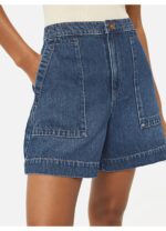 Női alkalmi farmernadrág, magas derekú, széles szárú, nyári, zsebes, kék, 2XL INTL méret - Image 2