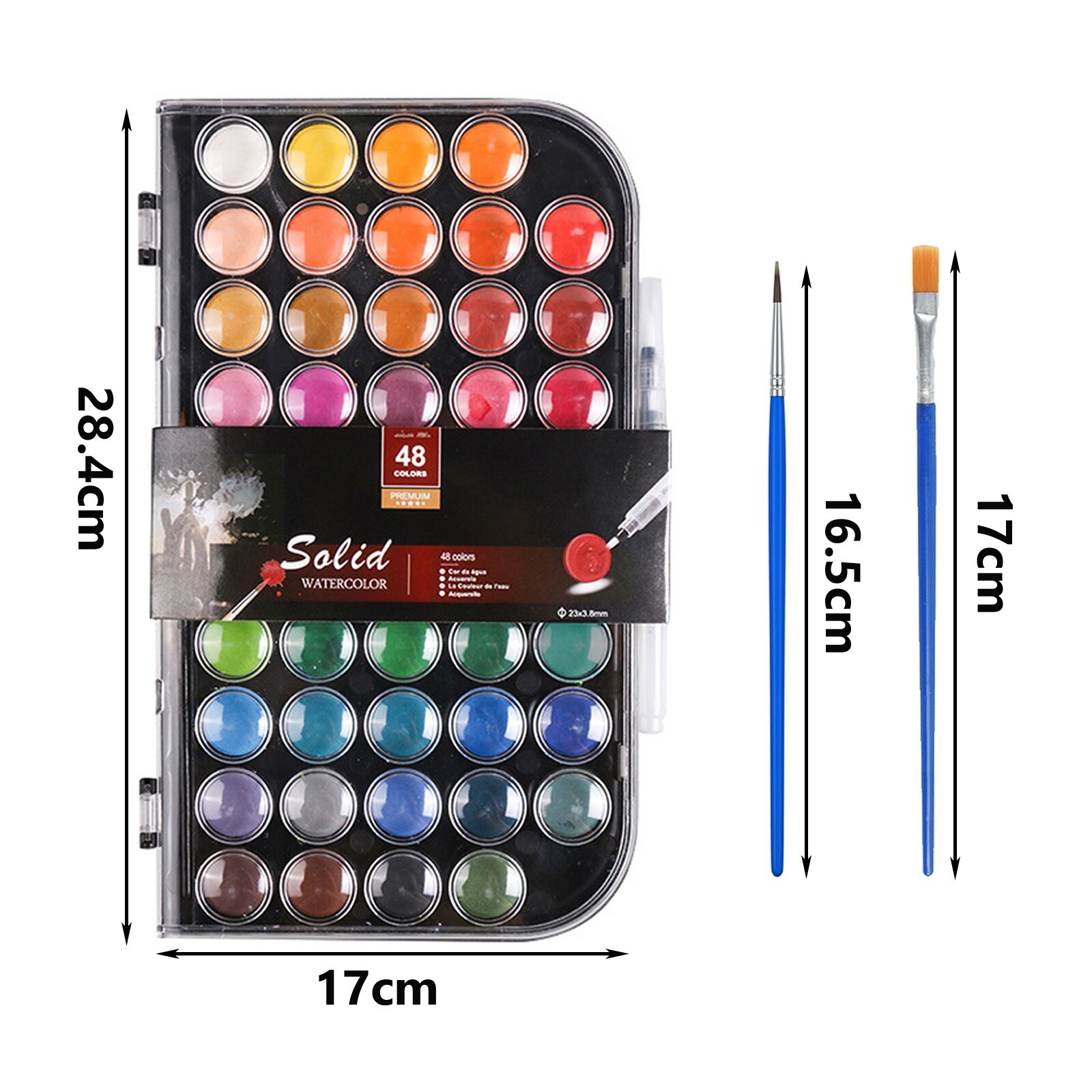 res_a4944704ce902ad00118228267e723a4.jpg Akvarellek 48 színben, Axroad Mall, Mosható, Nem mérgező, Nem könnyen fakul, Ecset tartállyal és 11 normál ecsettel, Nagy átlátszóság és könnyen oldható, Gyermekek, felnőttek vagy művészek számára, Többszínű - Image 1