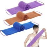 Fürdőszivacs szett, lila, kék, barna, nylon, 3 darab - Image 2