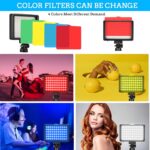 Folyamatos fényű Softbox készlet, SINBINTA, 2 hordozható LED lámpa szett 4 színszűrővel, USB csatlakozás, hideg, meleg és semleges fény, 180°-os forgatás, 5V, állítható 160 cm-es állványok, vezetékes vezérlőkapcsoló, fotó/videó/sminkhez, 23*16cm, fekete - Image 9