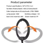 Ring Light LED 56cm/22inch, 3 fénymód, 10 beállítási fokozat, 3 telefontartó, szelfi távirányító, 210cm-es állvány tartalmazza - Image 6