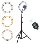 Macvi® Ring Light LED professzionális kör alakú lámpa, átmérő 45 cm (18 hüvelyk), USB-csatlakozás, 3 fénymód, szelfi távirányító és 210 cm-es állvány - Image 2