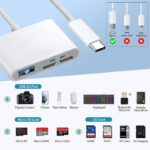 3 az 1-ben kártyaolvasó, JESWO, USB C, fehér, SD/TF támogatás, plug and play