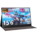 15,6 hüvelykes hordozható monitor laptophoz - FHD 1080P IPS tükröződésmentes képernyő, kettős USB-C/HDMI, beépített hangszórók, VESA furatok - Képernyőbővítő kompatibilis laptop PC telefon PS4/5 Switch-el - Image 2