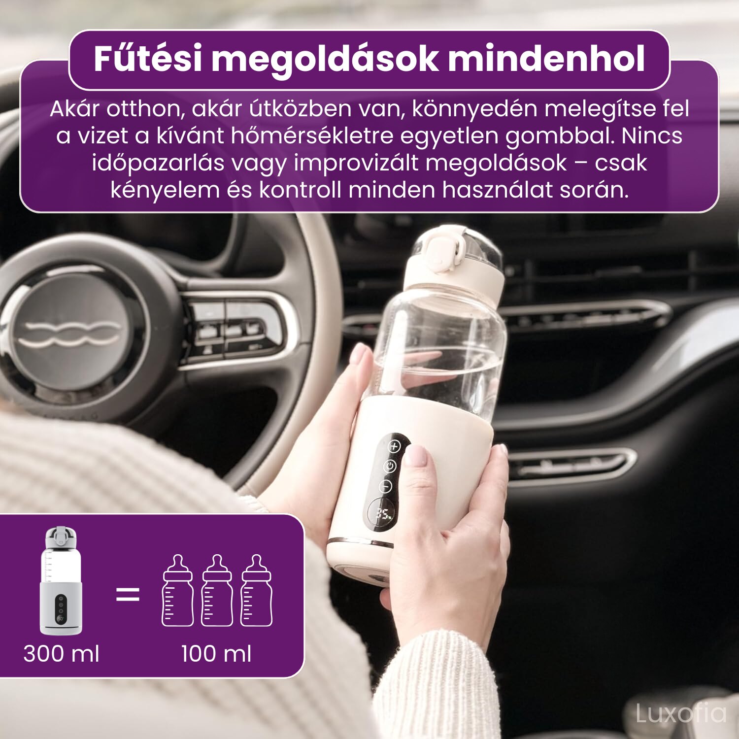 res_ace8300e7f688a02bb6c01851b692dfb.jpg Behordozható vezeték nélküli tej- és vízmelegítő, Luxofia,300 ml, 5200 mAh akkumulátor, gyors felmelegedés - Image 1