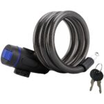 Univerzális spirál kábelzár, Minetgnon, 2 kulccsal, rugalmas kábel, 9mm x 90mm, Fekete