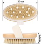 Masszázskefe, Hggzeg, 2 db-os fürdőkefe készlet, ovális, gumicsomókkal, bőrtisztítás, napi testápolás, vérmozgás, hámlasztás, testmasszázs, nedves és száraz, kellemes tapintású, fa/vaddisznó sörte, 11 x 3 cm, barna