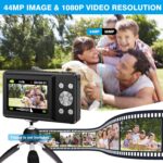 Lynker kompakt fényképezőgép, HD 1080P, 44MP, 16x digitális zoom, fekete, 2 akkumulátorral és 32 GB-os memóriakártyával - Image 5