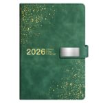 Agenda 2026 – Agenda 2026, 2026. január – 2026. december, 14*21cm, vastag papír, bőr borító, puha fedeles naptár, zöld - Image 2