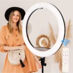 Ring Light LED 56cm/22inch, 3 fénymód, 10 beállítási fokozat, 3 telefontartó, szelfi távirányító, 210cm-es állvány tartalmazza - Image 9