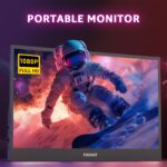 Hordozható monitor 14'', IPS panel, FHD 1920×1080, 16:9, Yodoit, képernyő monitor, Mini HDMI-HDMI kábellel, USB-C-USB-C, USB-C-USB-A kábellel felszerelve - Image 2