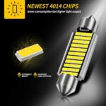 4 darabos LED-es autóizzó készlet, SINBINTA, Fehér fény 6500-7500k, 12V, 2W, Víz- és porálló, Kiegészítő lámpákhoz, féklámpákhoz, rendszámtáblához, térképjelzőhöz és parkolólámpákhoz, Alumínium, 41mm, Ezüst - Image 2