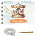 Album fotó / Vendégkönyv szett keresztelőre, A4 fekvő, toll és kétoldalas ragasztó mellékelve, 3 darab, Carousel - Image 2