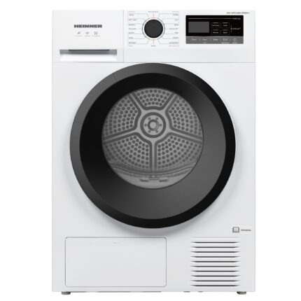 Heinner HHPD-M8N13PBKE++ hőszivattyús szárítógép, 8 kg, 16 program, E energiaosztály, LED kijelző, gyűrődésgátló funkció, dobvilágítás, szűrőtisztítás jelző, víztartály telítettség jelző, gyermekzár, fehér