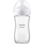 Philips Avent Natural Response Üvegpalack, 240 ml, anyamellként működő cumi, flow 3, szivárgásmentes cumi, +1 hónap, BPA mentes, könnyen tisztítható