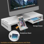 Asztali monitortartó fiókkal, laptop- és számítógép-állvány íróasztalhoz USB 3.0 adatporttal és C típusú töltéssel - Image 4