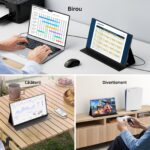 Yodoit hordozható monitor, 15,6", FHD, 1920x1080p, IPS másodlagos külső képernyő, laptop képernyő kiterjesztés, beépített hangszórók, széleskörű kompatibilitás különböző eszközökkel - Image 9