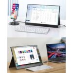 15,6 hüvelykes hordozható monitor laptophoz - FHD 1080P IPS tükröződésmentes képernyő, kettős USB-C/HDMI, beépített hangszórók, VESA furatok - Képernyőbővítő kompatibilis laptop PC telefon PS4/5 Switch-el - Image 6