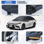 Elindor® autóhuzat, vízálló autóponyva, puha bélés, vízálló, UV-ellenes, fényvisszaverő csíkok, gyorsrögzítés, sedan M, fekete - Image 3